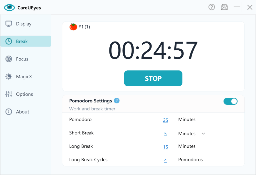 CareUEyes break timer reminder interface