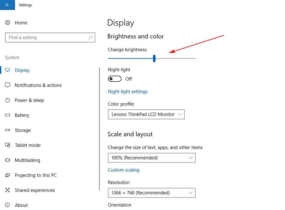 missing brightness slider windows 10