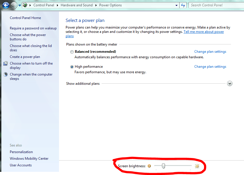 windows 7 missing brightness control